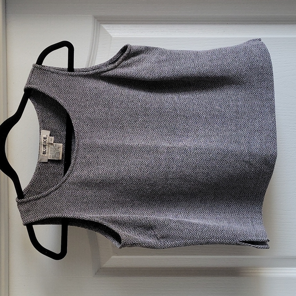 Blue Ice Vintage Herringbone Print Top